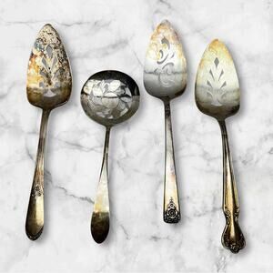 4 Vintage Serving Utensils Rogers & Bro Original & WMRogers IS Serving Utensils